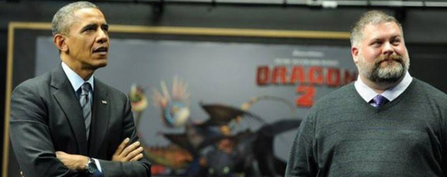 HOW TO TRAIN YOUR DRAGON 2 director Dean DeBlois presents mo-cap to Barack Obama at Dreamworks HOW TO TRAIN YOUR DRAGON 2 director Dean DeBlois presents mo-cap to Barack Obama at Dreamworks