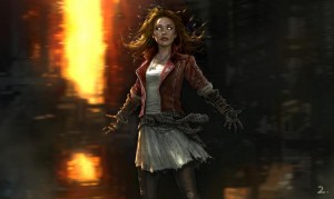 Concept art of Elizabeth Olsen as Scarlet Witch in AVENGERS: AGE OF ULTRON (Click to see in full-res)